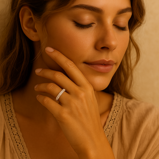 Celina Sparkle Band – Sterling Silver Zircon Ring | Stacking, Engagement or Anniversary Gift