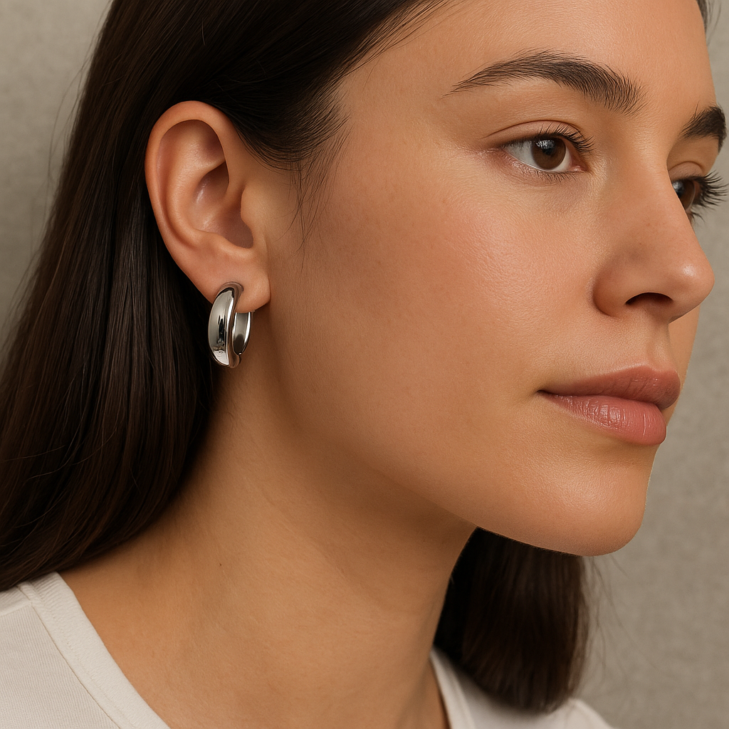 Nova Bold Hoops – 18K Gold or Rhodium-Plated Titanium | Timeless Circular Statement Hoops