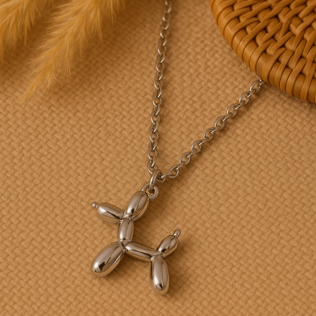 Playful Pup Pendant – Stainless Steel Balloon Dog Necklace | Whimsical & Modern Charm