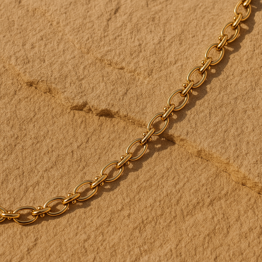 Solara Links – 18K Gold-Plated Stainless Steel | Vintage Oval-Link Chain Necklace