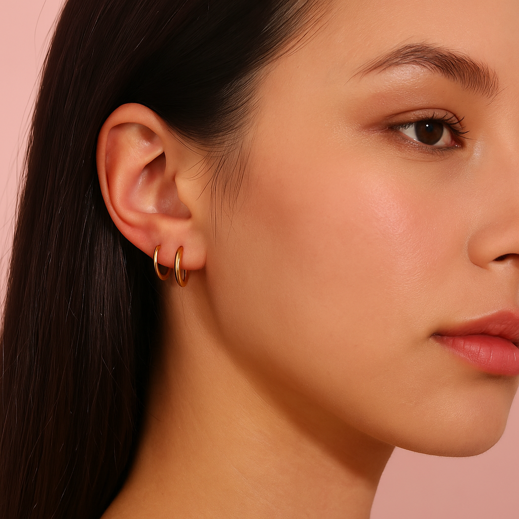 Spiral Aura Hoops – 18K Gold-Plated Titanium | Modern Double-Loop Statement Earrings