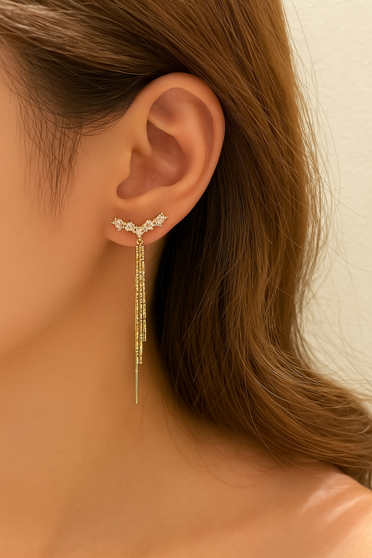 Stella Drop Earrings – Gold-Plated 925 Sterling Silver | Brilliant-Cut Zircon, Elegant Drop Statement