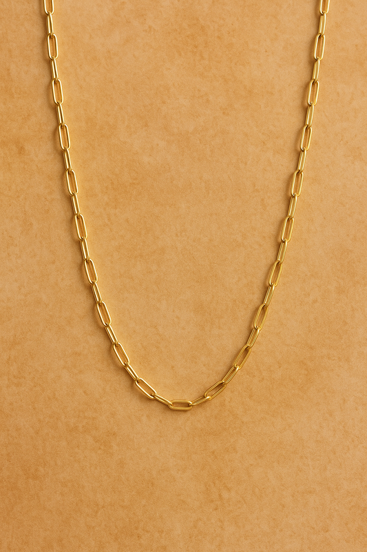 Aria Link Chain – Gold-Plated 925 Sterling Silver | Minimal Paperclip Necklace, Everyday Essential