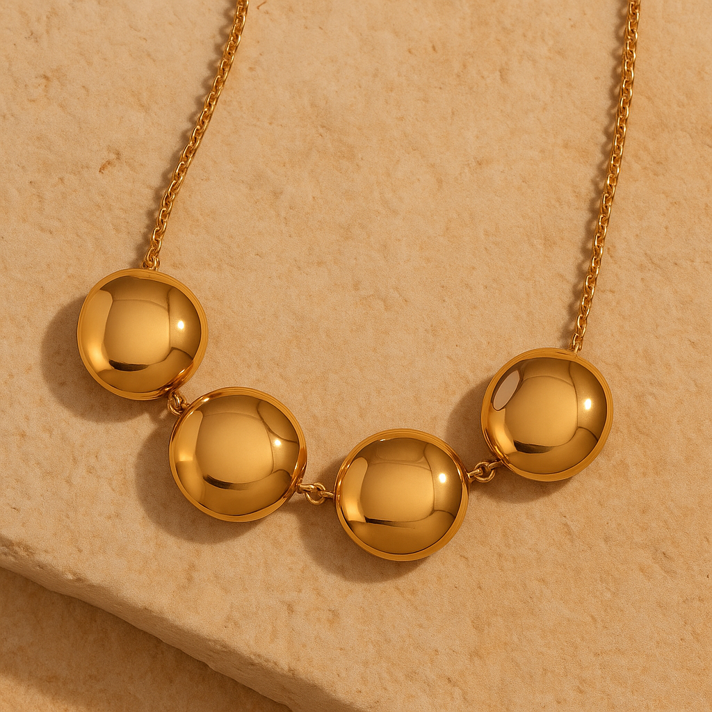 Aurea Wave Medallion – Gold / Silver-Plated Stainless Steel | Bold Water-Wave Statement Necklace