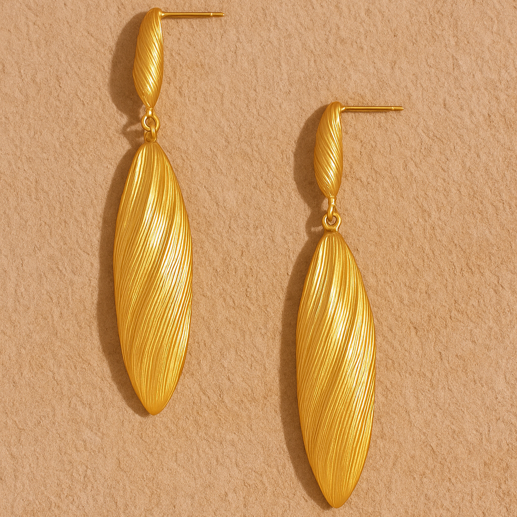 Aurelia Twist Drops – 18K Gold-Plated Stainless Steel | Elongated Wave Stud Earrings