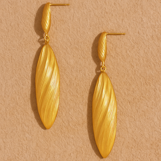 Aurelia Twist Drops – 18K Gold-Plated Stainless Steel | Elongated Wave Stud Earrings