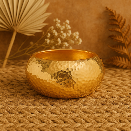 Aurora Hammered Luxe Bangle – 18K Gold-Plated Stainless Steel | Bold Sculptural Statement