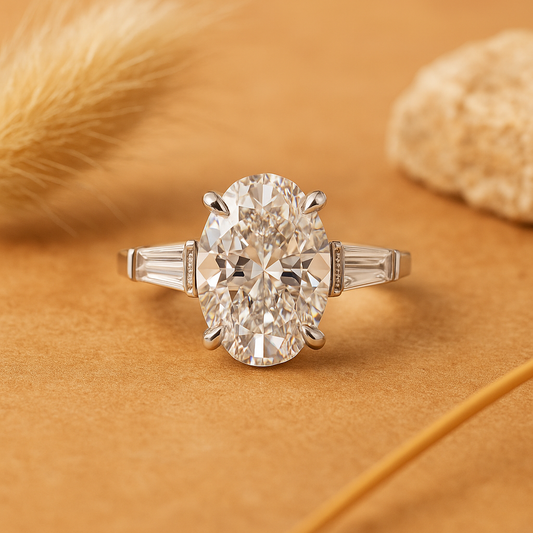 Celestia Radiance Ring – Rhodium-Plated 925 Sterling Silver | Oval-Cut Zircon, Timeless Engagement Band, Elegant & Sparkling