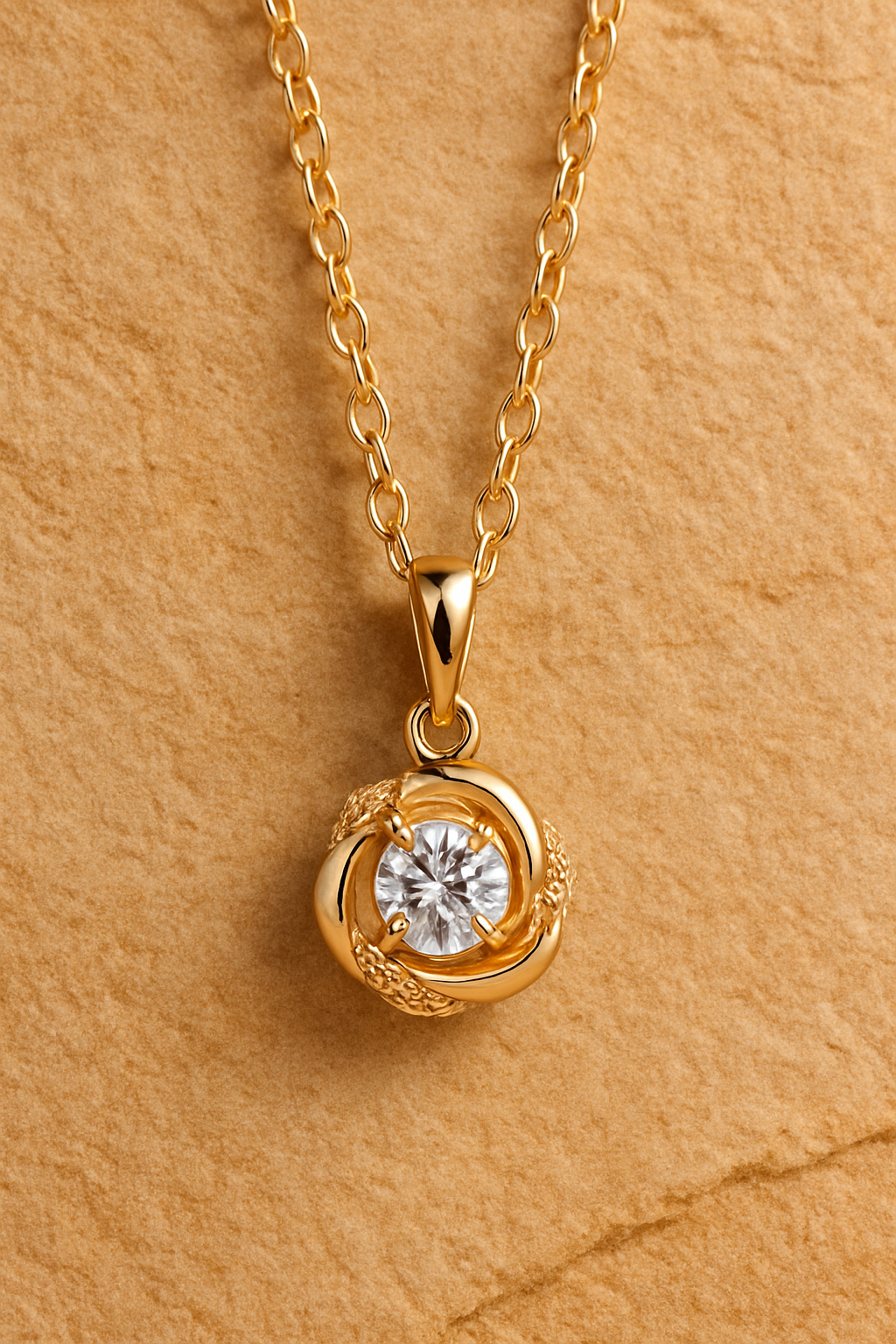 Elysia Spark Necklace – Gold-Plated 925 Sterling Silver | Round Zircon Pendant, Timeless Radiance