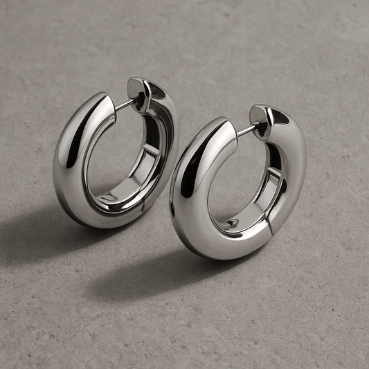 Nova Bold Hoops – 18K Gold or Rhodium-Plated Titanium | Timeless Circular Statement Hoops