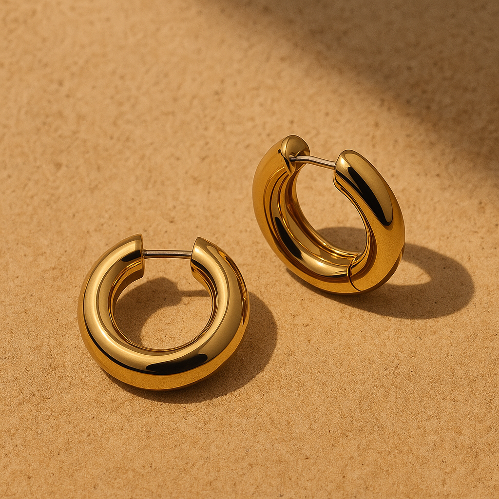 Nova Bold Hoops – 18K Gold or Rhodium-Plated Titanium | Timeless Circular Statement Hoops