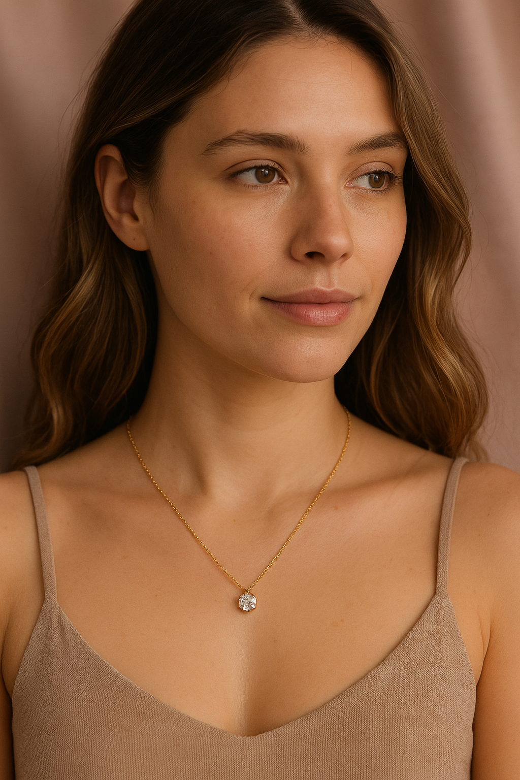 Radiant Solitaire Pendant – 18K Gold-Plated Stainless Steel | Minimalist Round Zircon Necklace