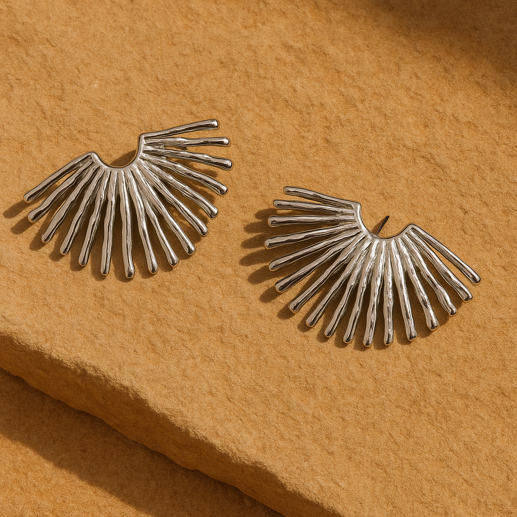 Solar Flare Radiance Earrings – 18K Gold or Rhodium-Plated Titanium | Bold Sunburst Studs