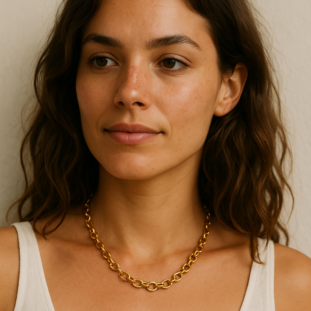 Solara Links – 18K Gold-Plated Stainless Steel | Vintage Oval-Link Chain Necklace