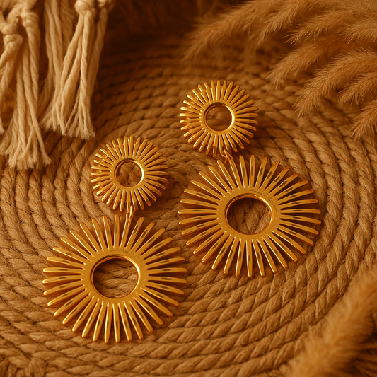 Solaris Grandeur Earrings – 18K Gold-Plated Stainless Steel | Vintage Statement Drops