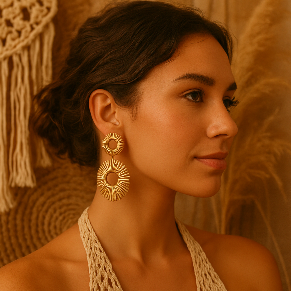 Solaris Grandeur Earrings – 18K Gold-Plated Stainless Steel | Vintage Statement Drops