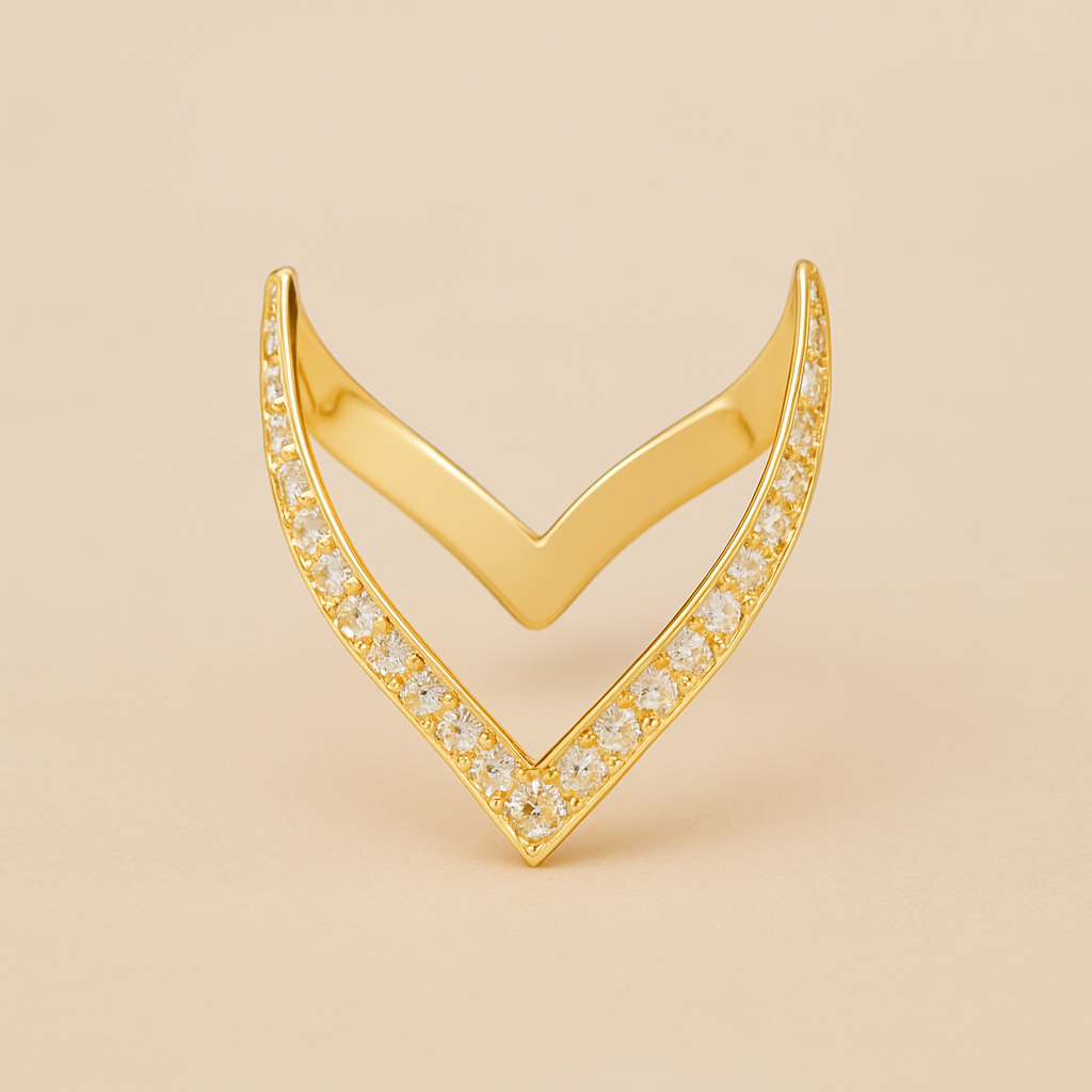 Vera V-Shaped Pavé Ring – 925 Sterling Silver | Gold Plated