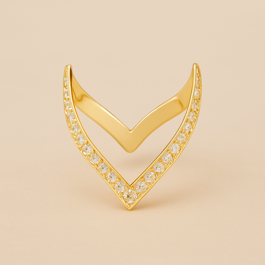 Vera V-Shaped Pavé Ring – 925 Sterling Silver | Gold Plated