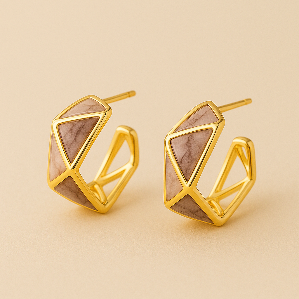 Ziva Geo Earrings – 18K Gold-Plated Enamel | Modern, Geometric Statement Jewellery
